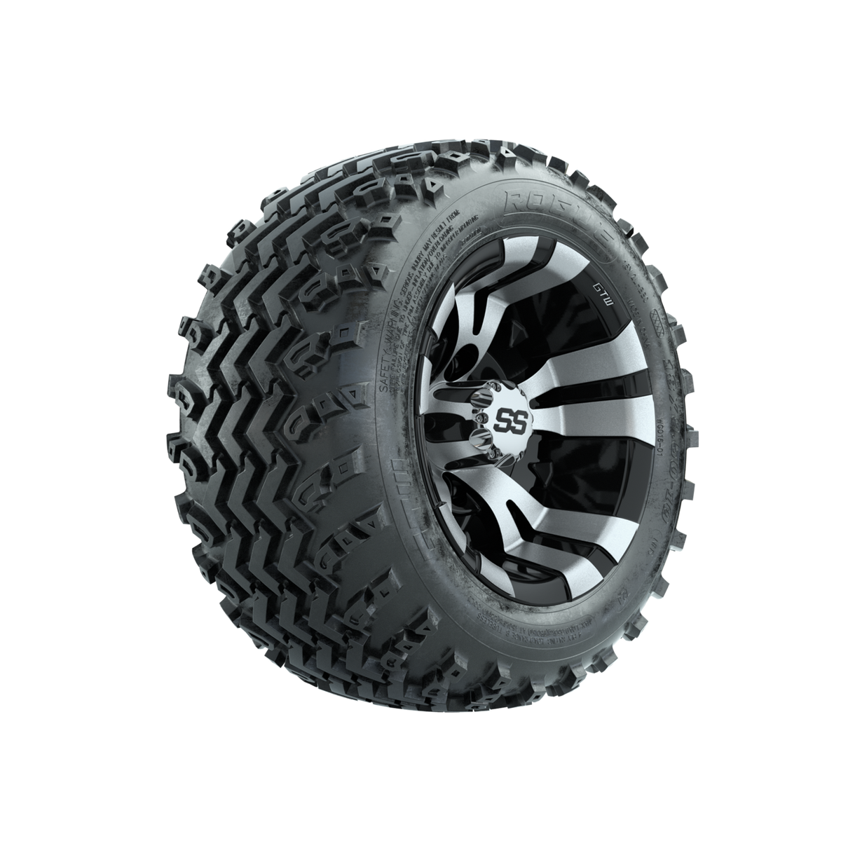 GTW Vampire Machined/Black 10 in Wheels with 18x9.50-10 Rogue All Terrain Tires Full Set