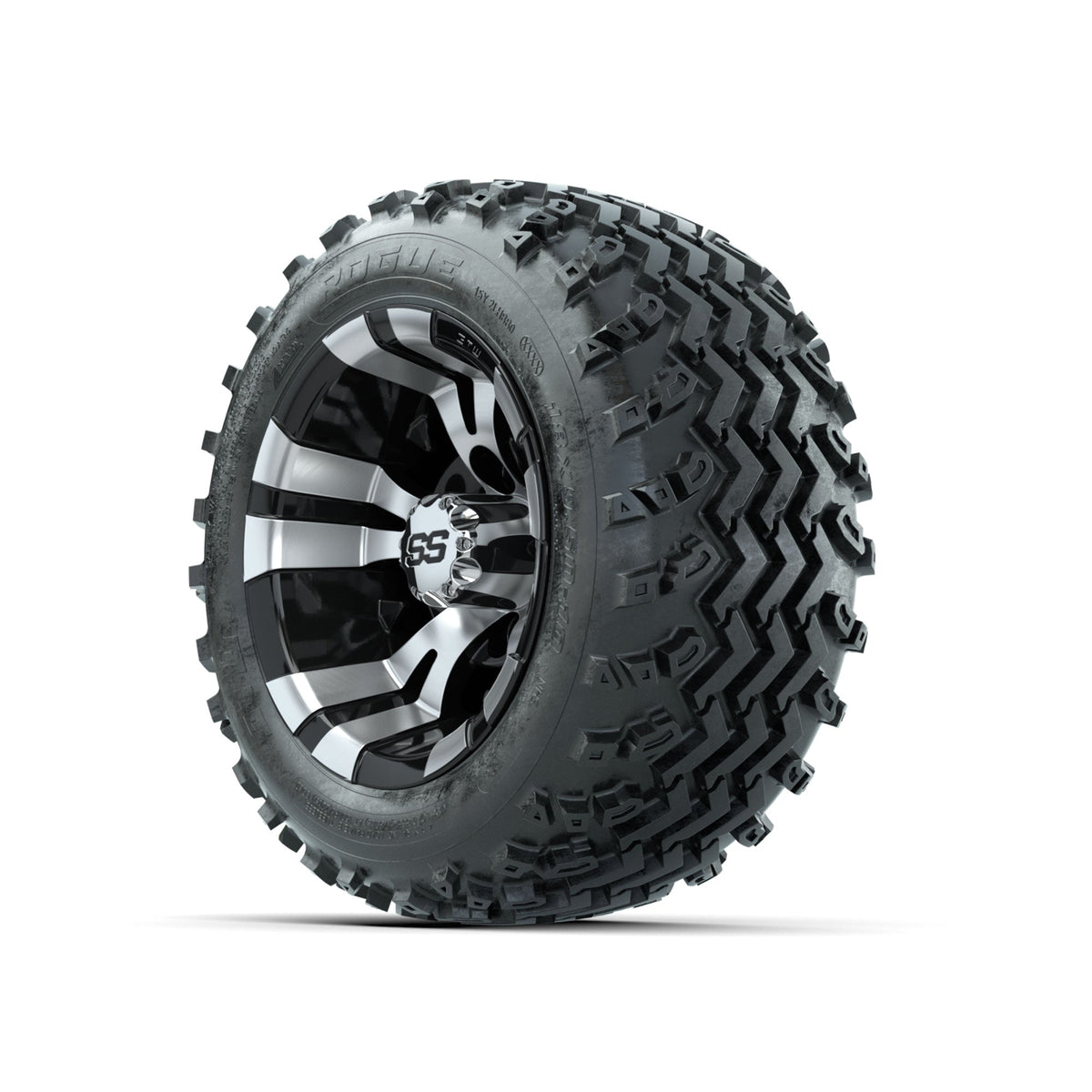 GTW Vampire Machined/Black 10 in Wheels with 18x9.50-10 Rogue All Terrain Tires Full Set