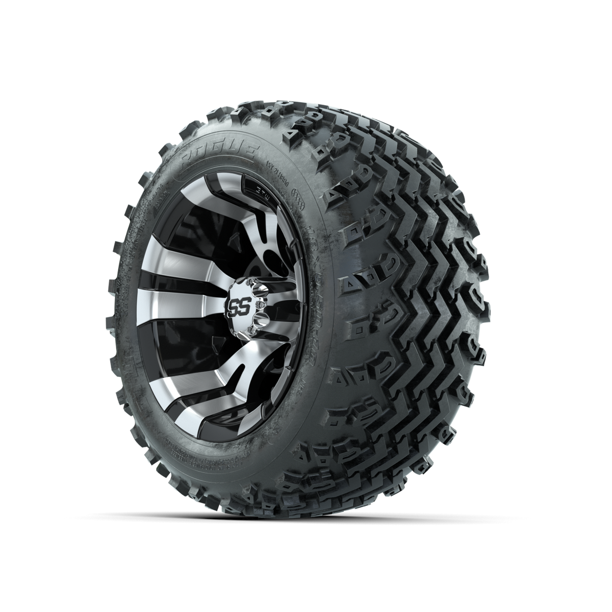 GTW Vampire Machined/Black 10 in Wheels with 18x9.50-10 Rogue All Terrain Tires Full Set
