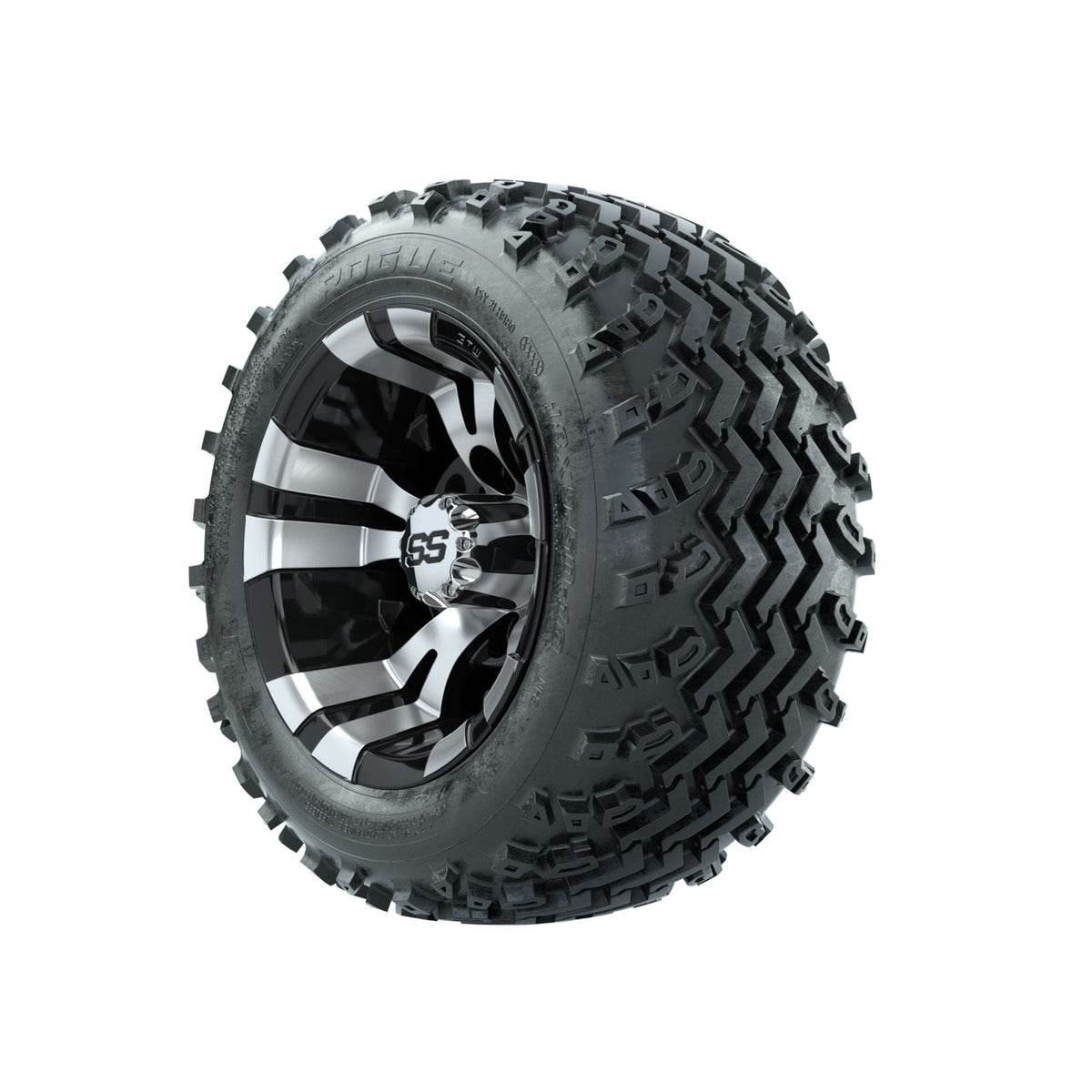 GTW Vampire Machined/Black 10 in Wheels with 18x9.50-10 Rogue All Terrain Tires Full Set