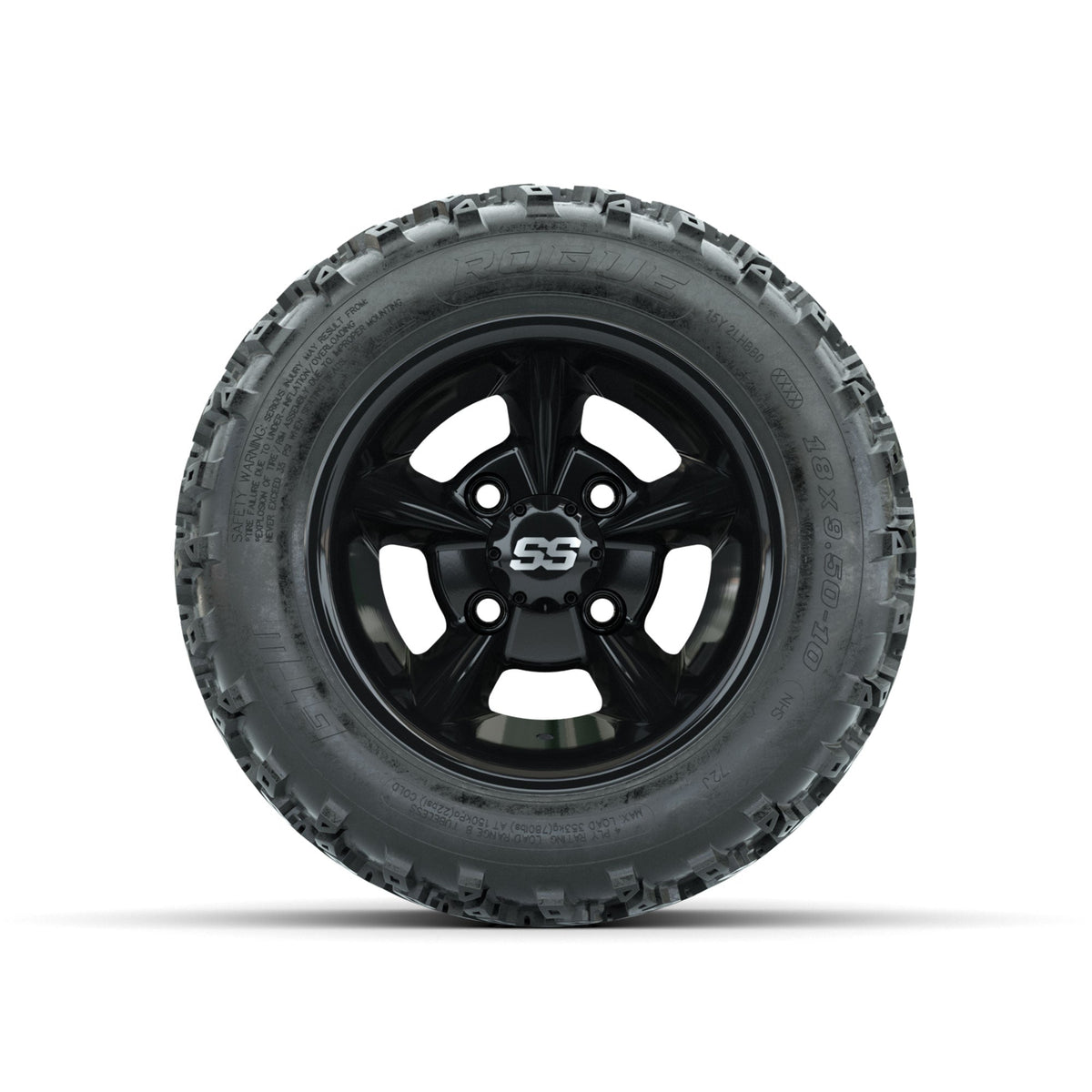 GTW Godfather Black 10 in Wheels with 18x9.50-10 Rogue All Terrain Tires Full Set