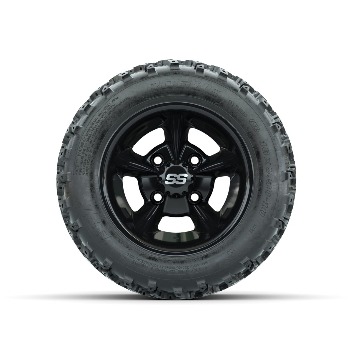 GTW Godfather Black 10 in Wheels with 18x9.50-10 Rogue All Terrain Tires Full Set