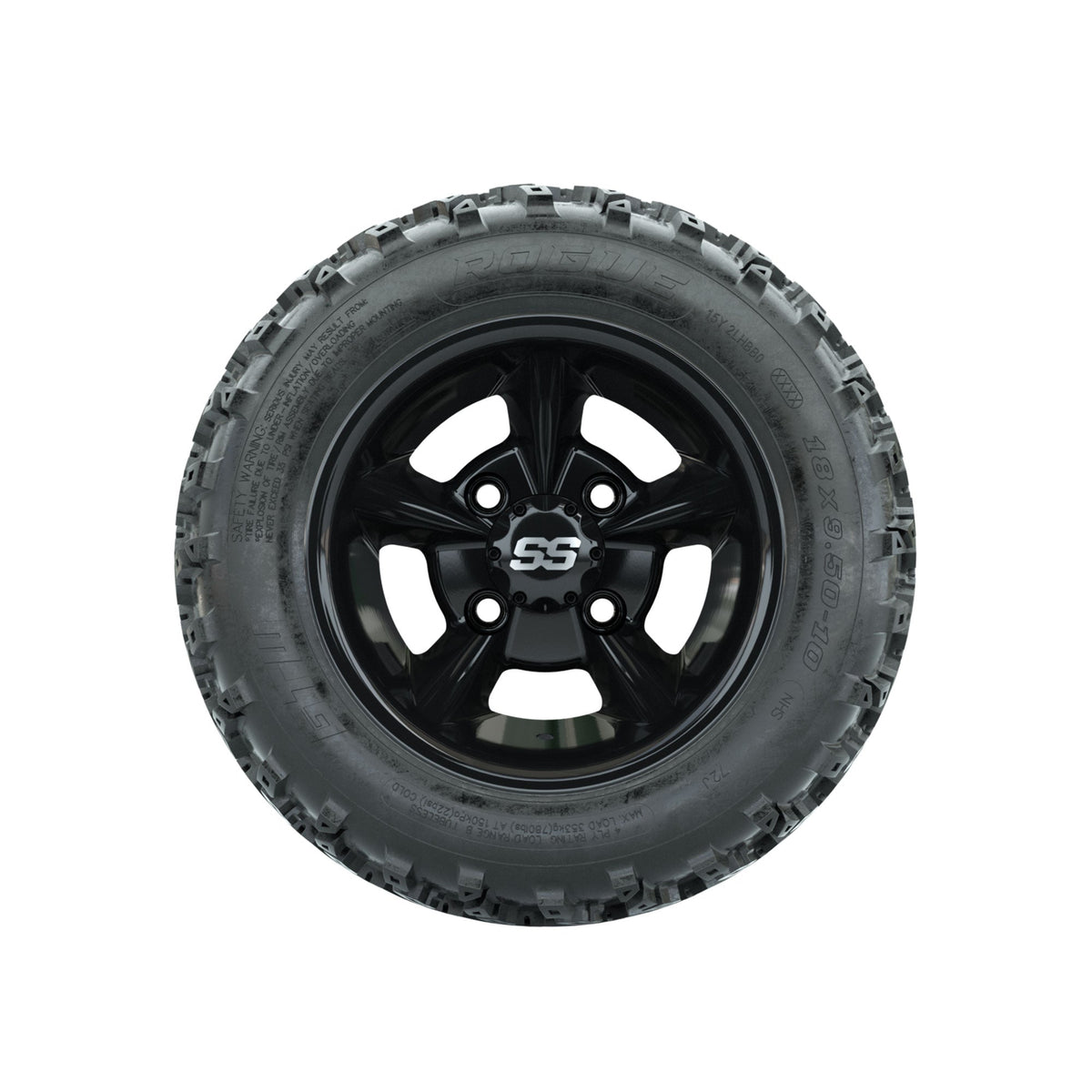 GTW Godfather Black 10 in Wheels with 18x9.50-10 Rogue All Terrain Tires Full Set
