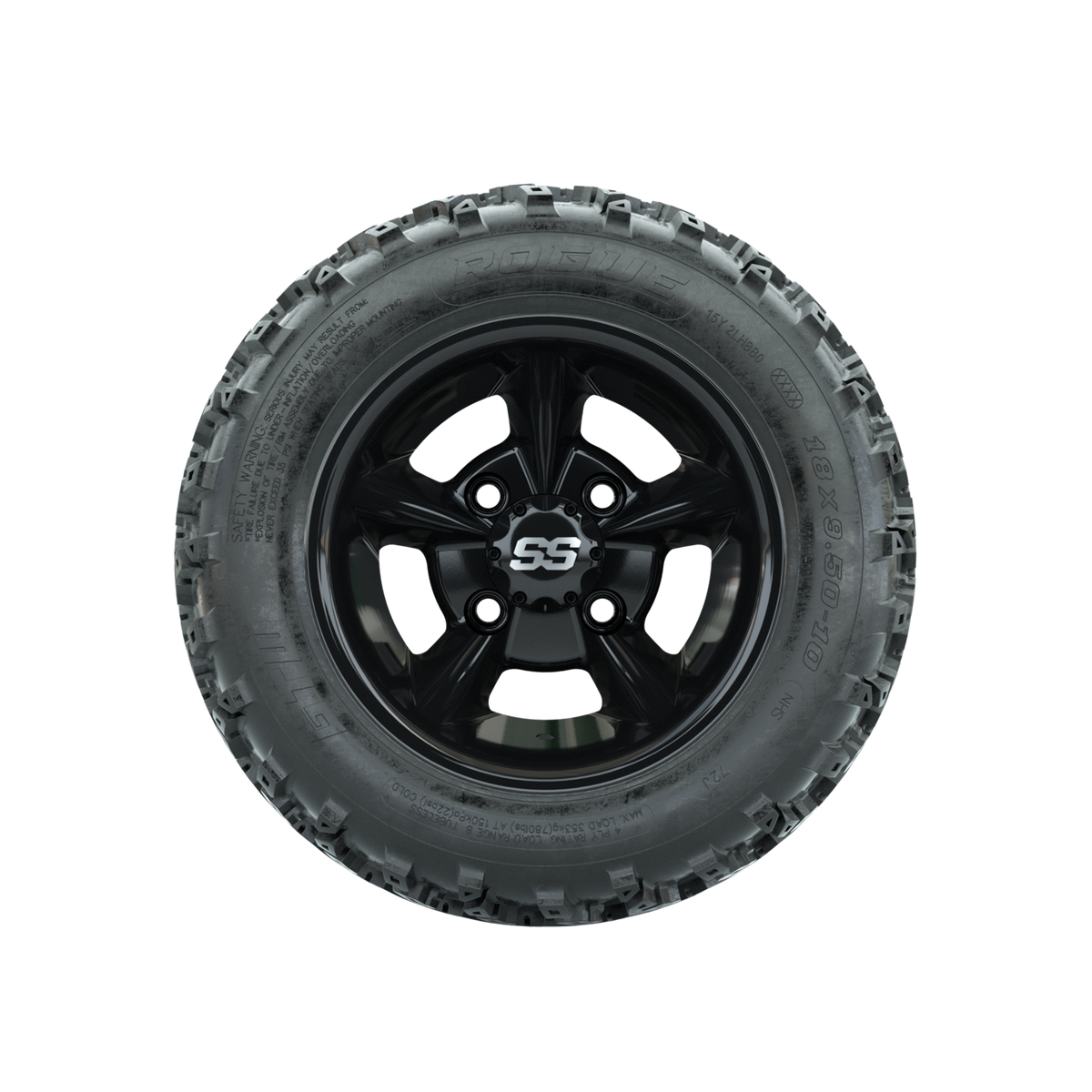 GTW Godfather Black 10 in Wheels with 18x9.50-10 Rogue All Terrain Tires Full Set