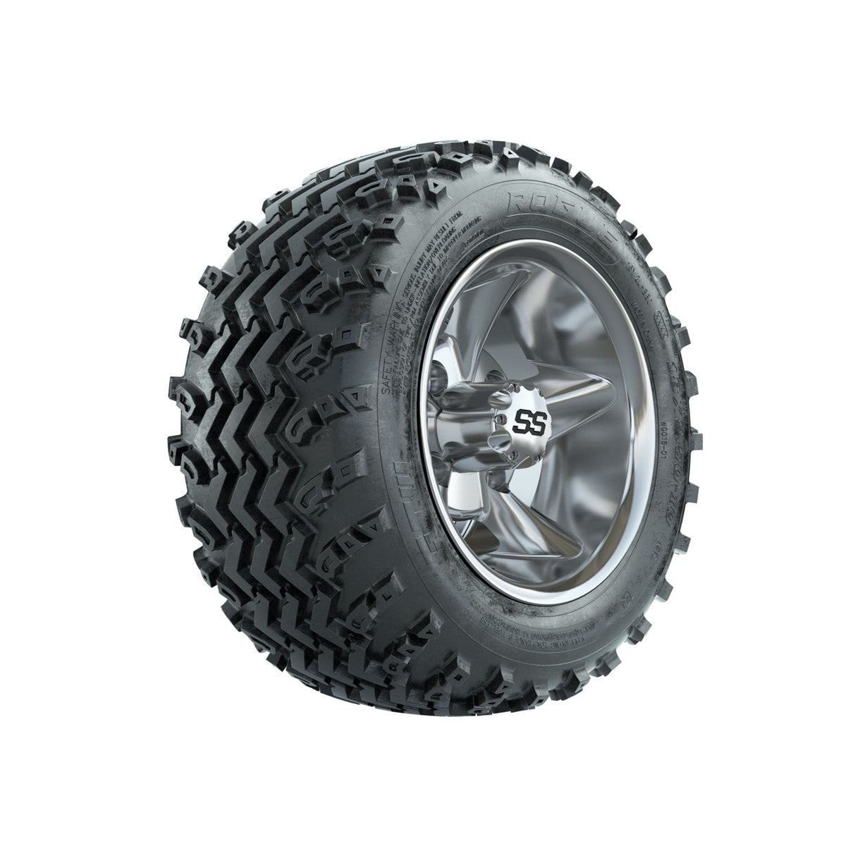 GTW Godfather Chrome 10 in Wheels with 18x9.50-10 Rogue All Terrain Tires Full Set