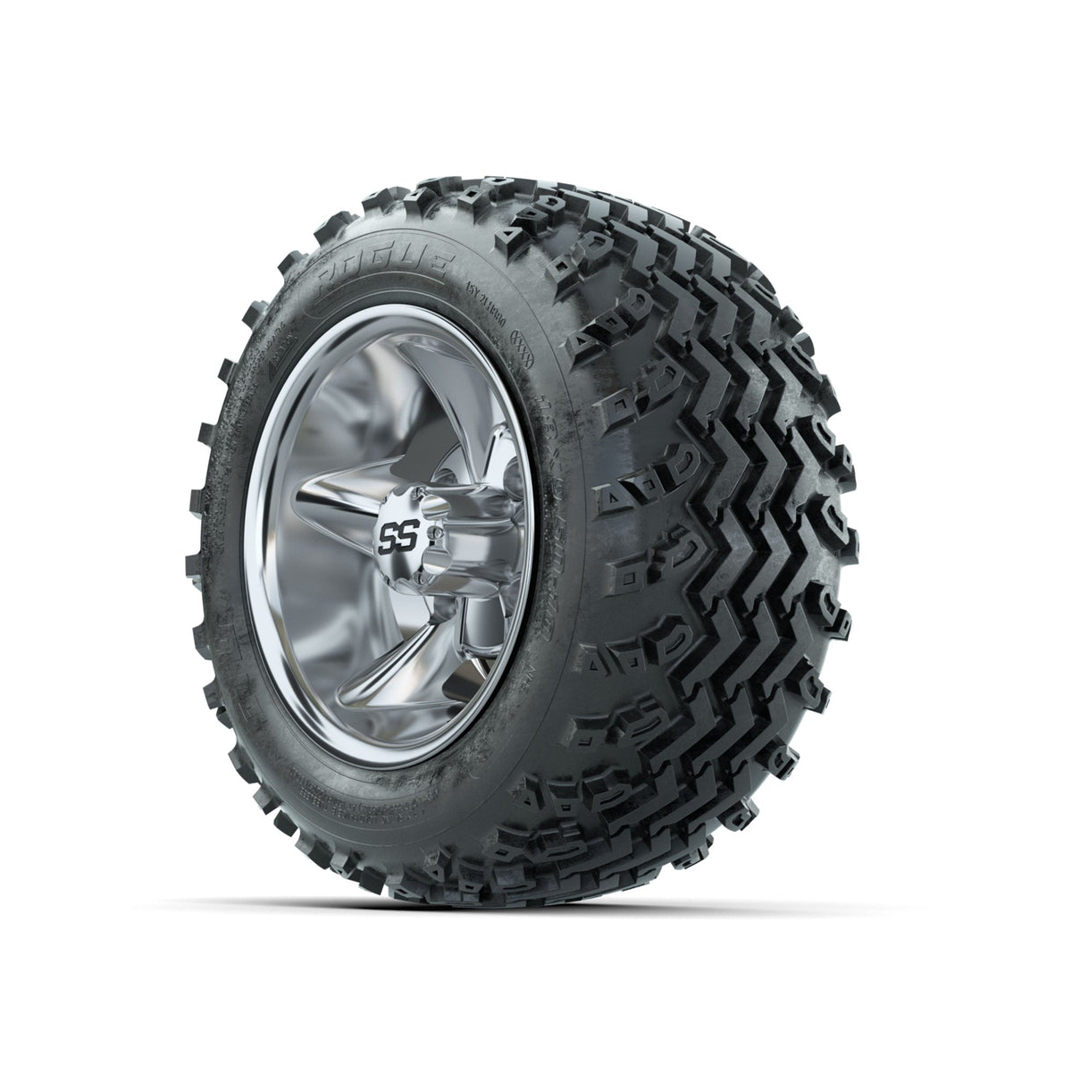 GTW Godfather Chrome 10 in Wheels with 18x9.50-10 Rogue All Terrain Tires Full Set