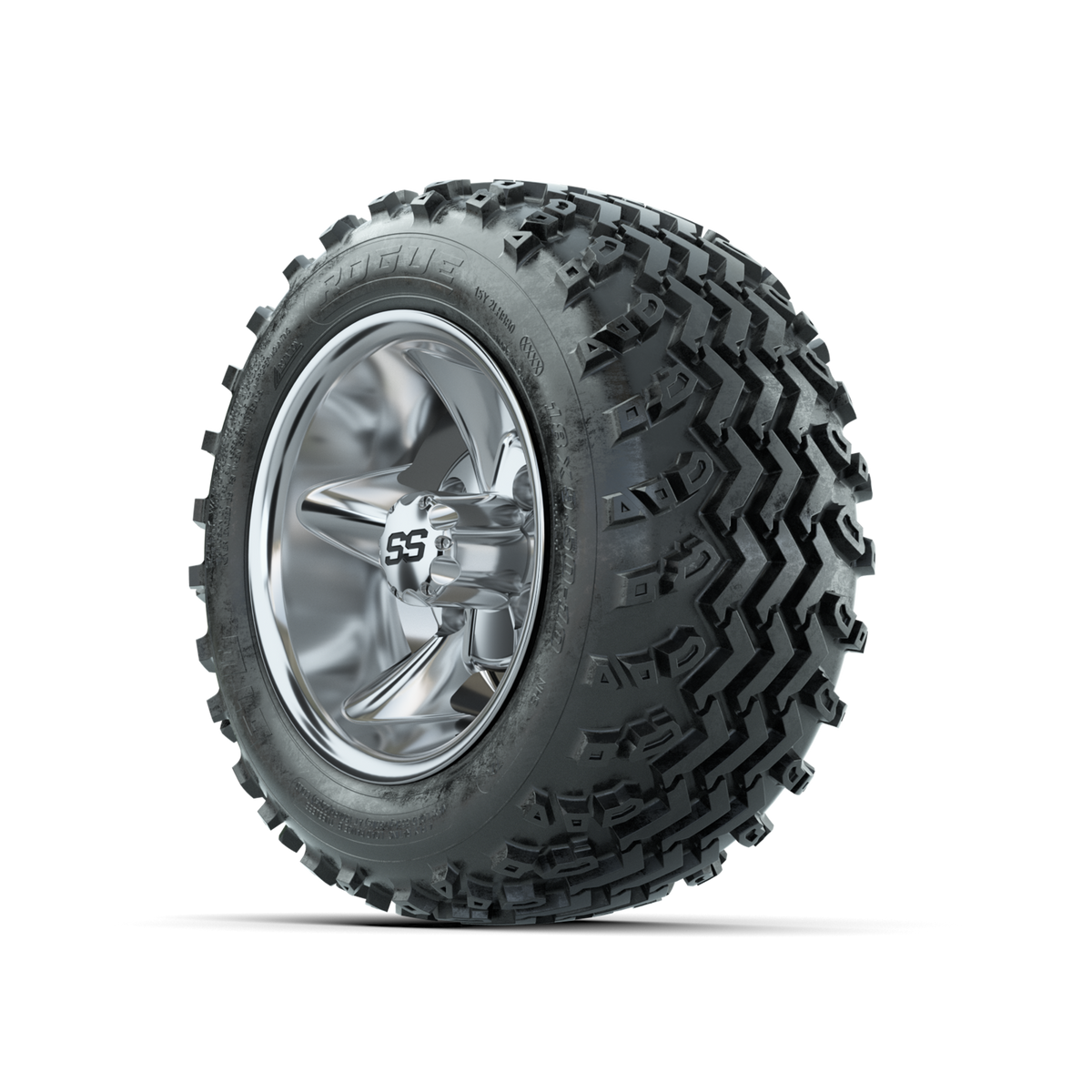 GTW Godfather Chrome 10 in Wheels with 18x9.50-10 Rogue All Terrain Tires Full Set