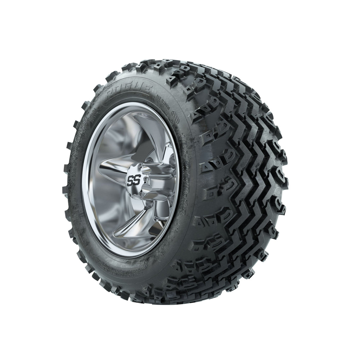 GTW Godfather Chrome 10 in Wheels with 18x9.50-10 Rogue All Terrain Tires Full Set