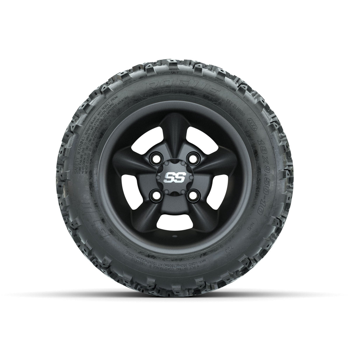 GTW Godfather Matte Grey 10 in Wheels with 18x9.50-10 Rogue All Terrain Tires Full Set