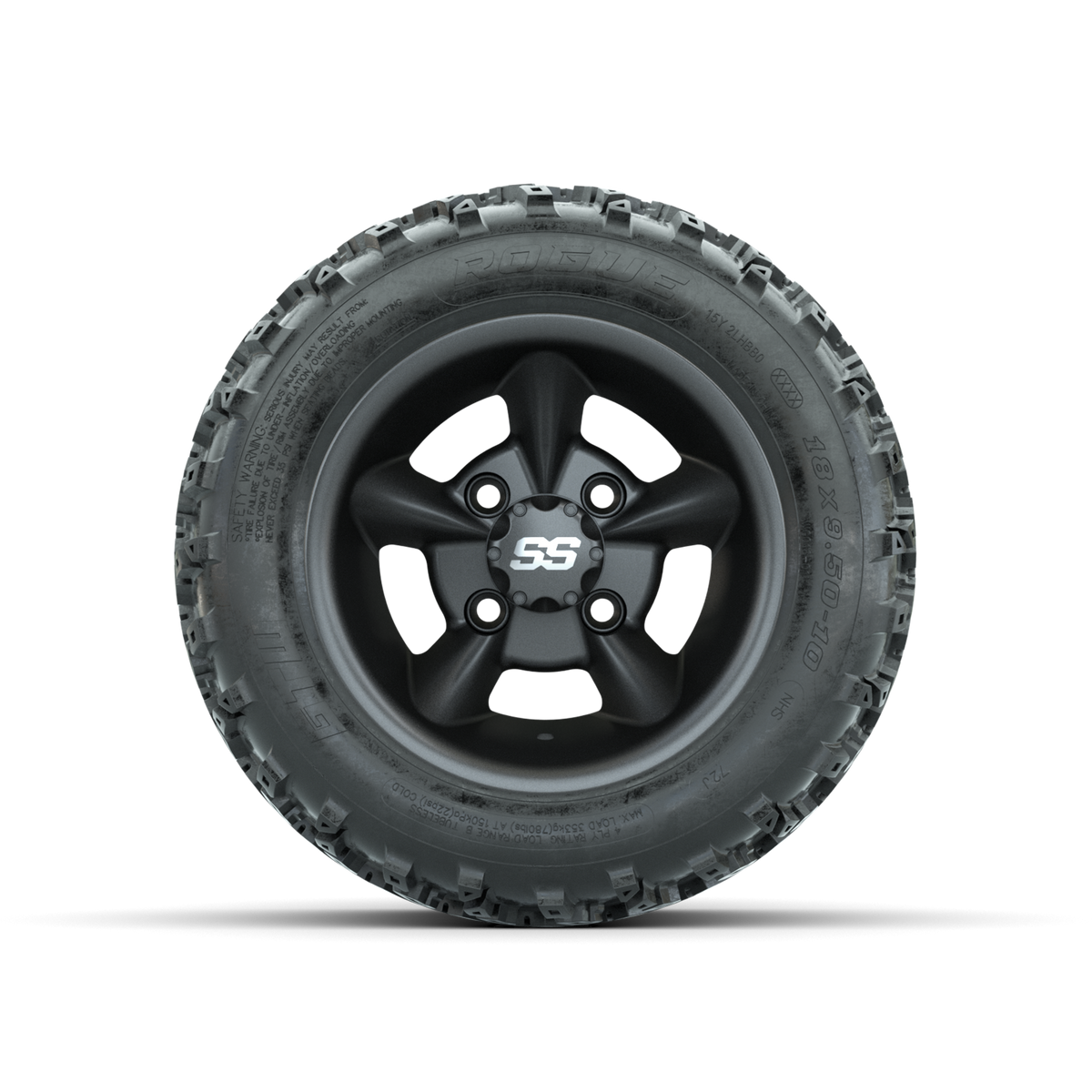 GTW Godfather Matte Grey 10 in Wheels with 18x9.50-10 Rogue All Terrain Tires Full Set