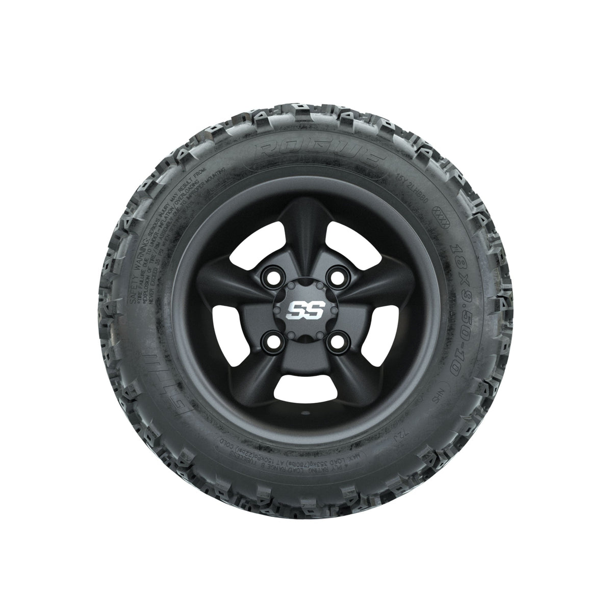 GTW Godfather Matte Grey 10 in Wheels with 18x9.50-10 Rogue All Terrain Tires Full Set