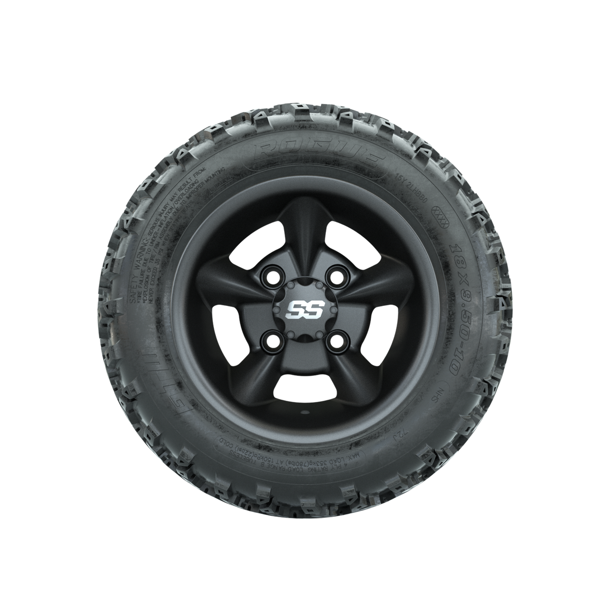 GTW Godfather Matte Grey 10 in Wheels with 18x9.50-10 Rogue All Terrain Tires Full Set