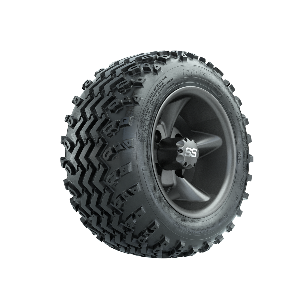 GTW Godfather Matte Grey 10 in Wheels with 18x9.50-10 Rogue All Terrain Tires Full Set