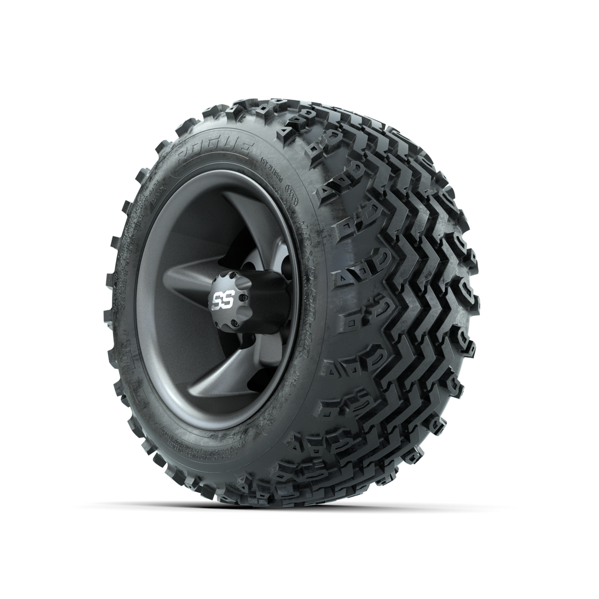 GTW Godfather Matte Grey 10 in Wheels with 18x9.50-10 Rogue All Terrain Tires Full Set