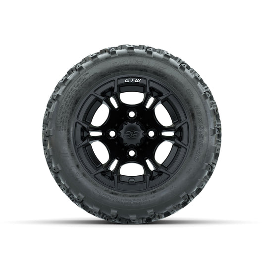 GTW Spyder Matte Black 10 in Wheels with 18x9.50-10 Rogue All Terrain Tires Full Set