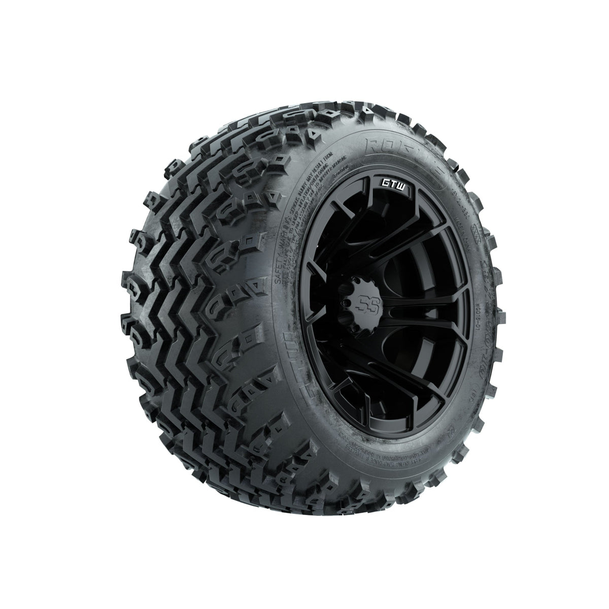 GTW Spyder Matte Black 10 in Wheels with 18x9.50-10 Rogue All Terrain Tires Full Set