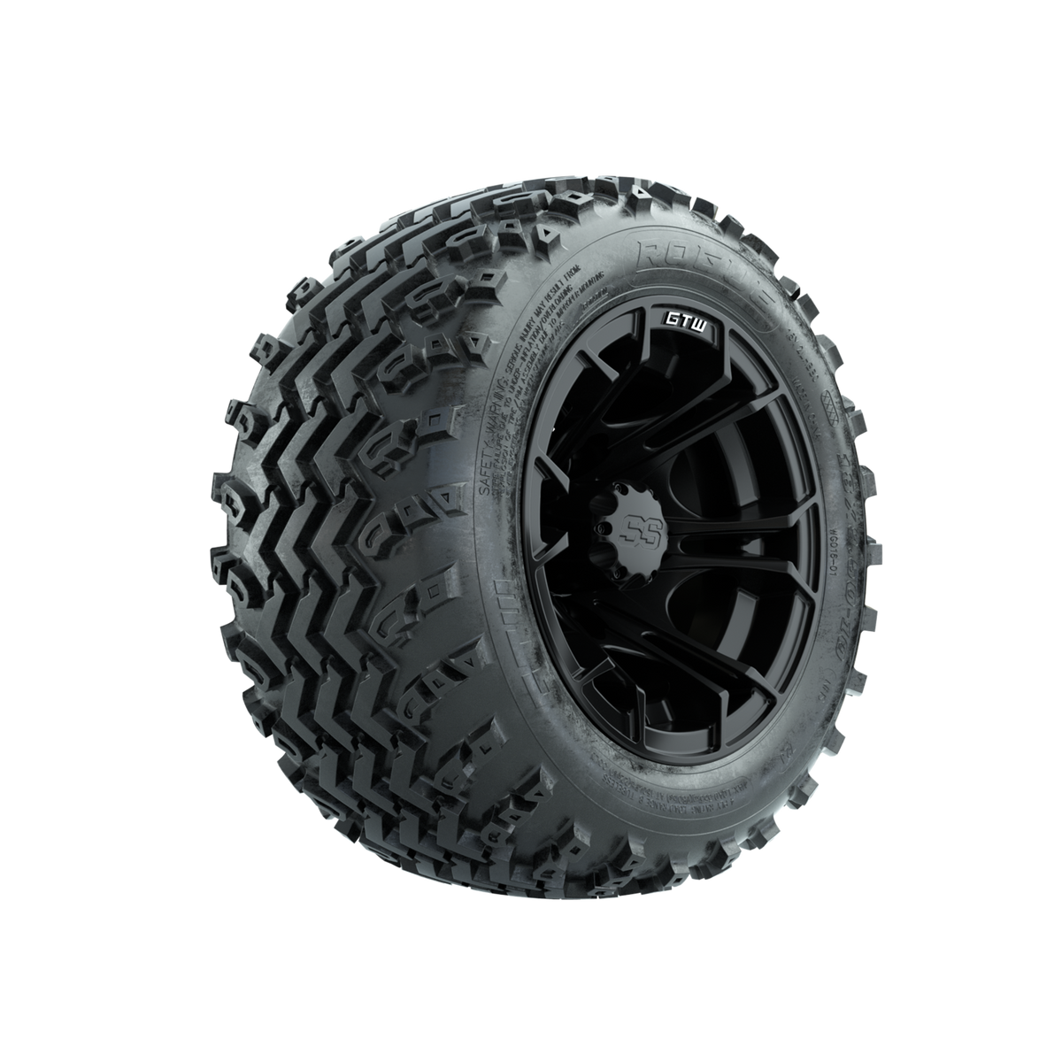 GTW Spyder Matte Black 10 in Wheels with 18x9.50-10 Rogue All Terrain Tires Full Set