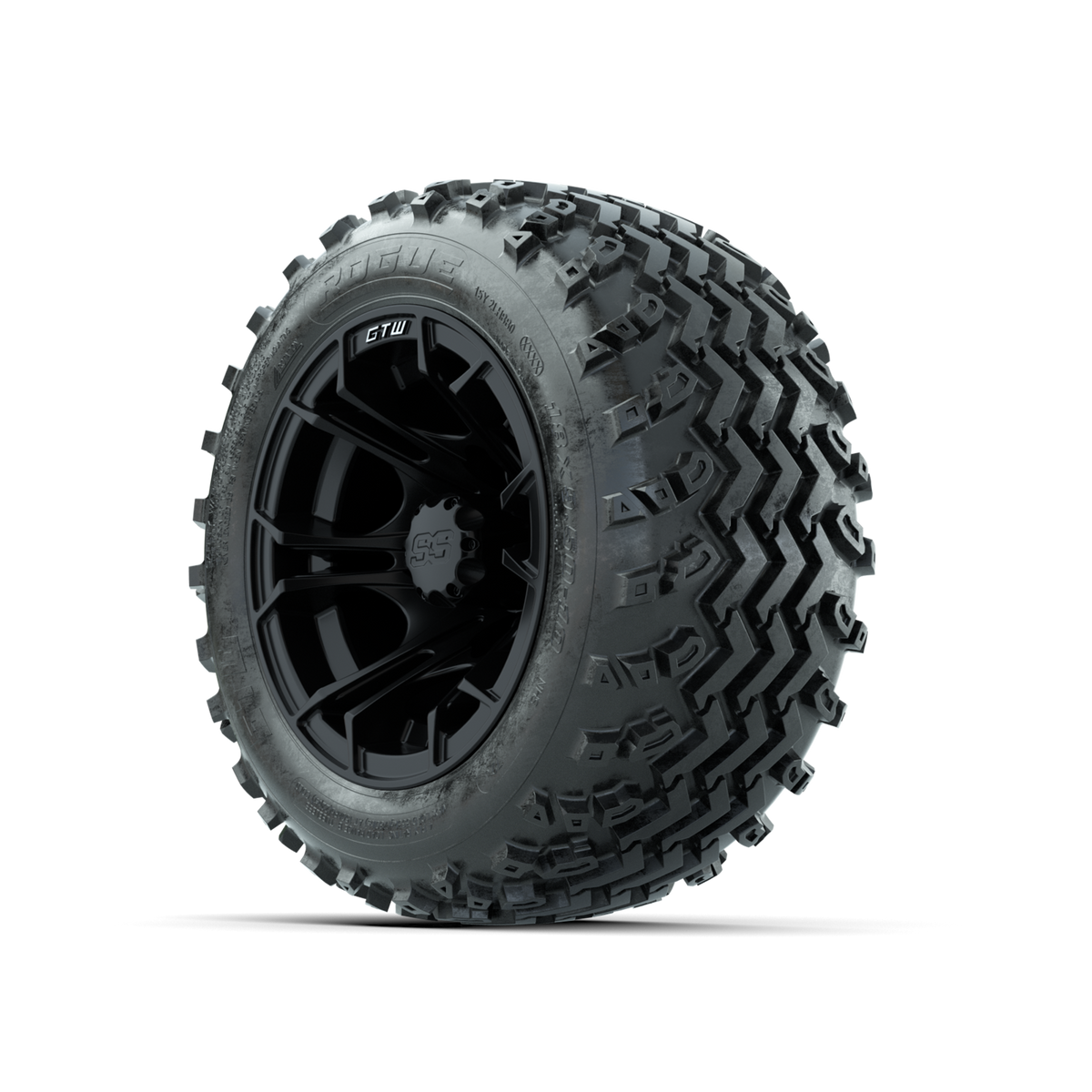 GTW Spyder Matte Black 10 in Wheels with 18x9.50-10 Rogue All Terrain Tires Full Set