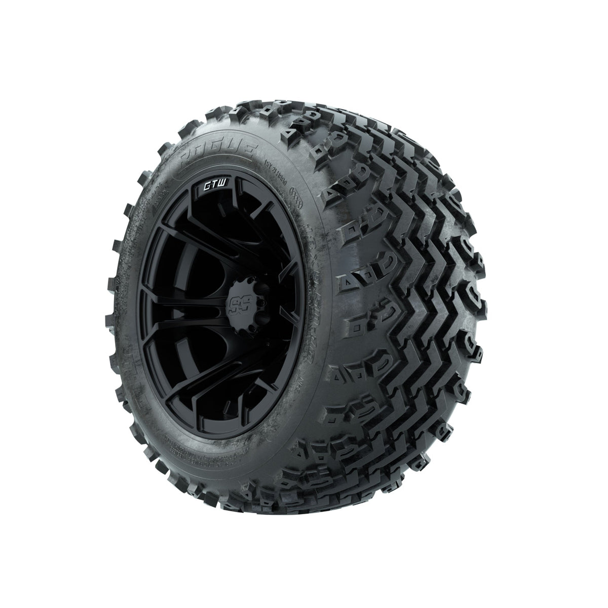 GTW Spyder Matte Black 10 in Wheels with 18x9.50-10 Rogue All Terrain Tires Full Set