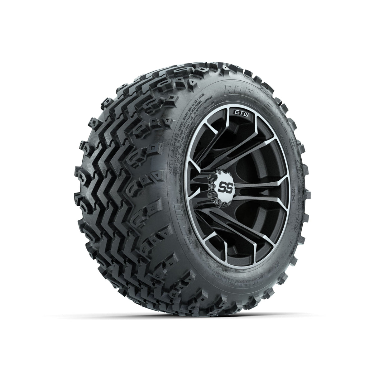 GTW Spyder Machined/Matte Grey 10 in Wheels with 18x9.50-10 Rogue All Terrain Tires Full Set