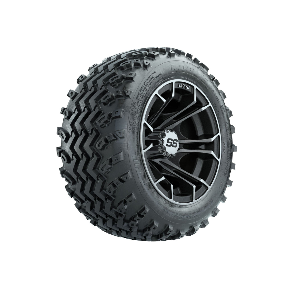 GTW Spyder Machined/Matte Grey 10 in Wheels with 18x9.50-10 Rogue All Terrain Tires Full Set