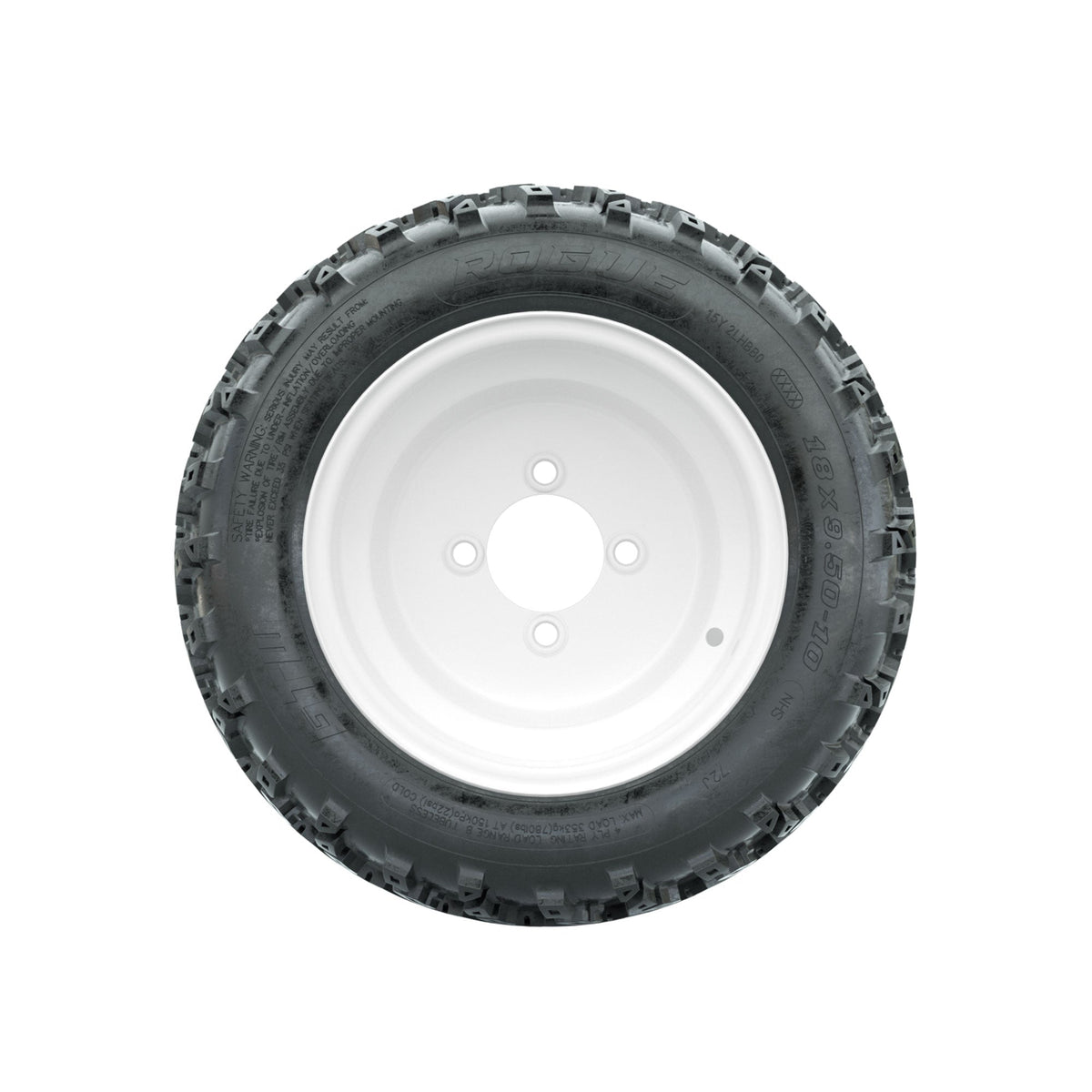GTW Steel White Centered 10 in Wheels with 18x9.50-10 Rogue All Terrain Tires Full Set