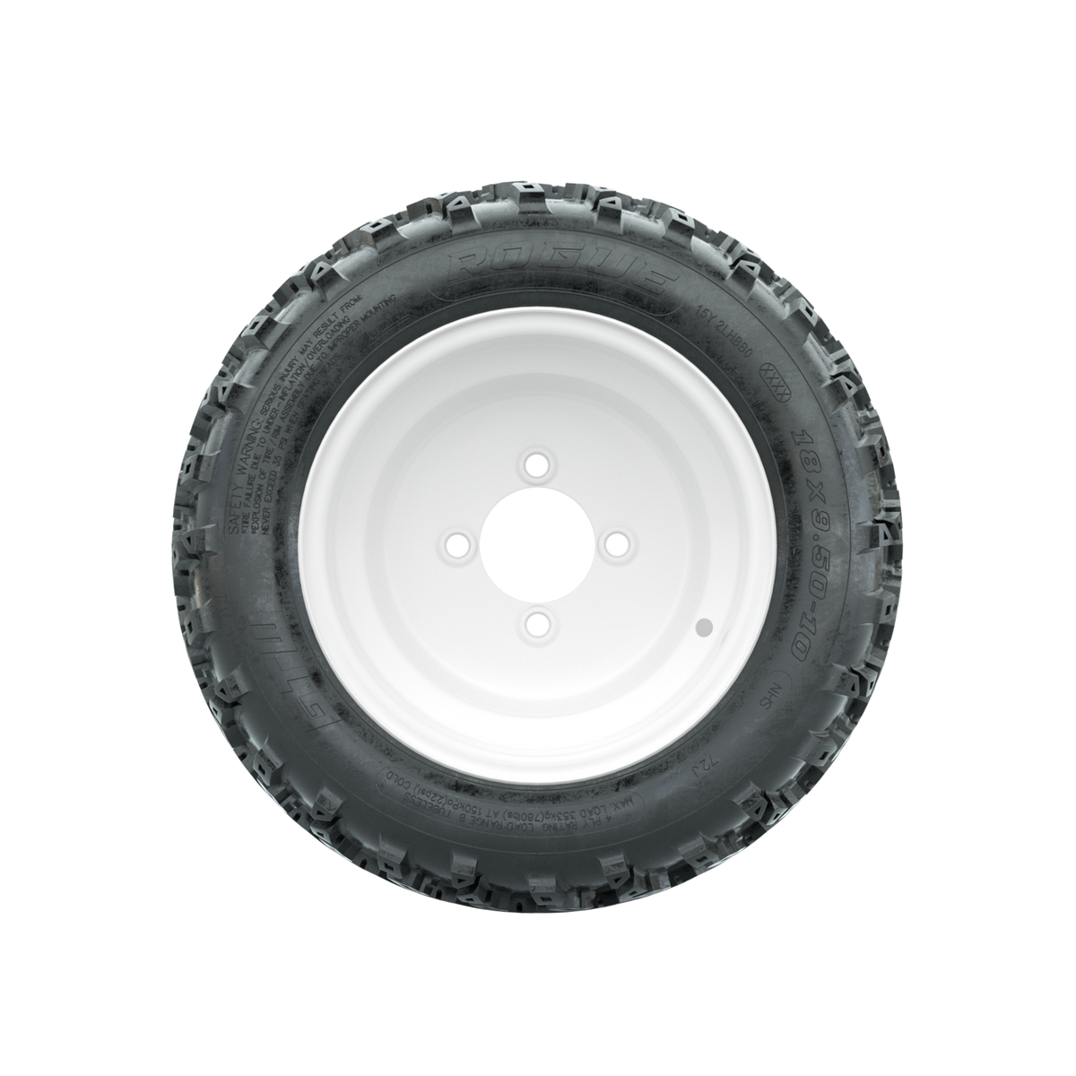 GTW Steel White Centered 10 in Wheels with 18x9.50-10 Rogue All Terrain Tires Full Set