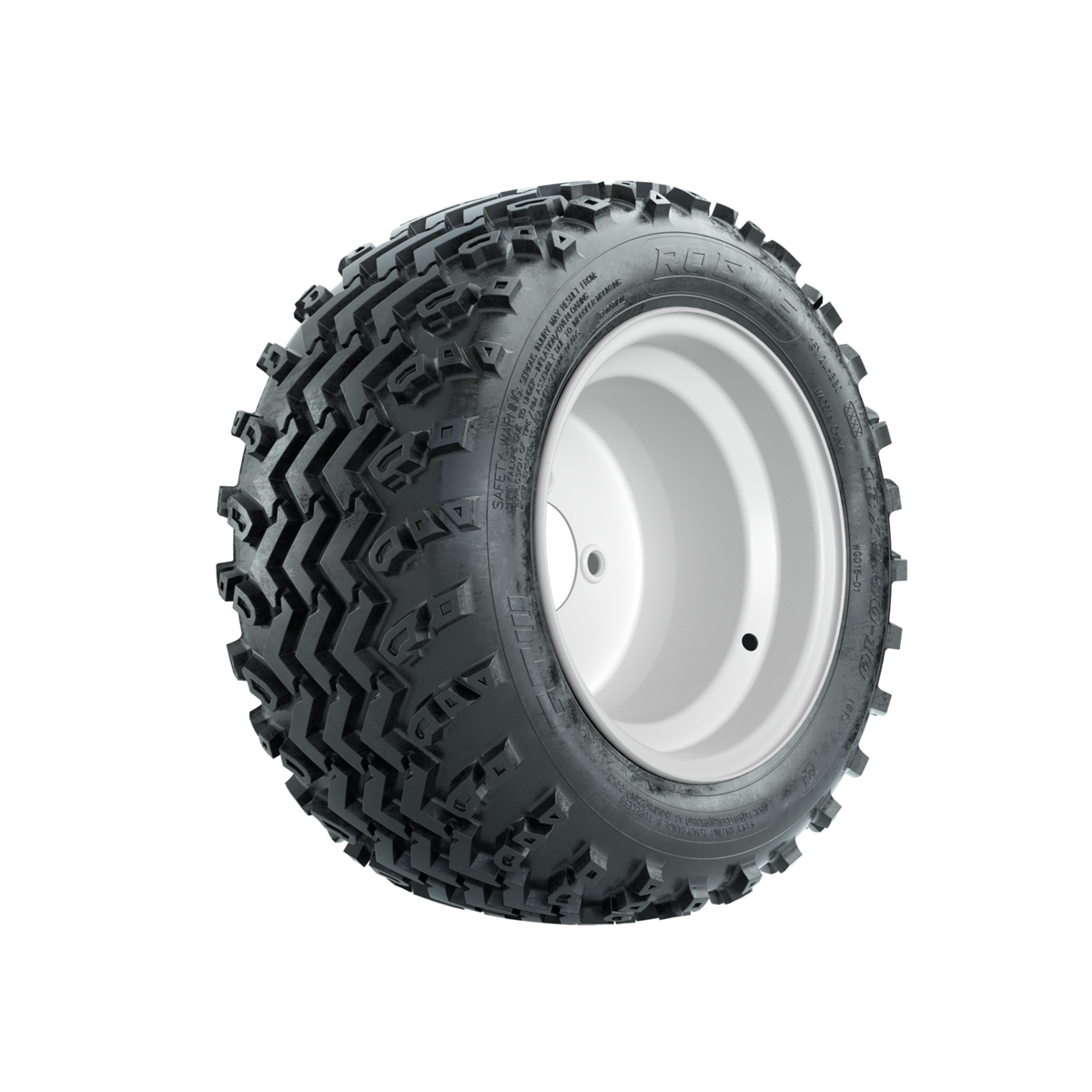 GTW Steel White 3:5 Offset 10 in Wheels with 18x9.50-10 Rogue All Terrain Tires Full Set