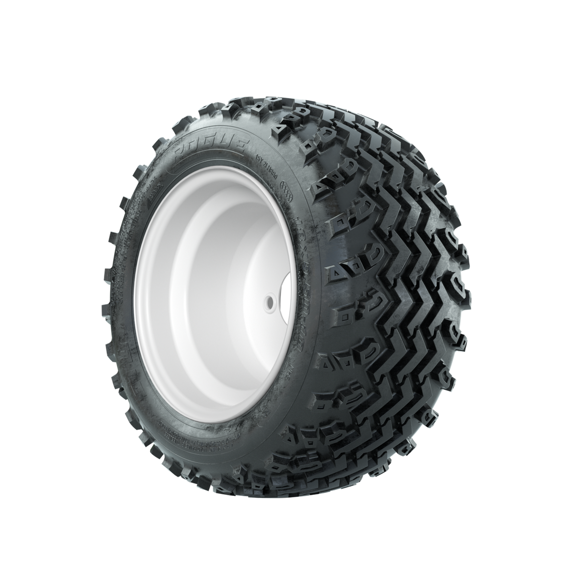 GTW Steel White 3:5 Offset 10 in Wheels with 18x9.50-10 Rogue All Terrain Tires Full Set