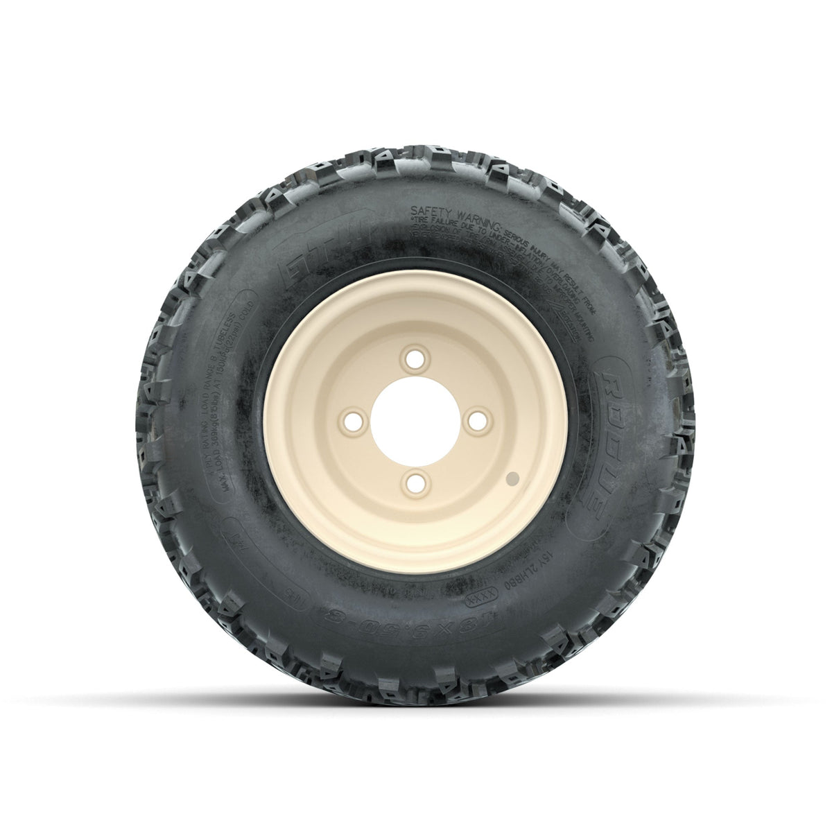 GTW Steel Yamaha Ivory Centered 8 in Wheels with 18x9.50-8 Rogue All Terrain Tires Full Set