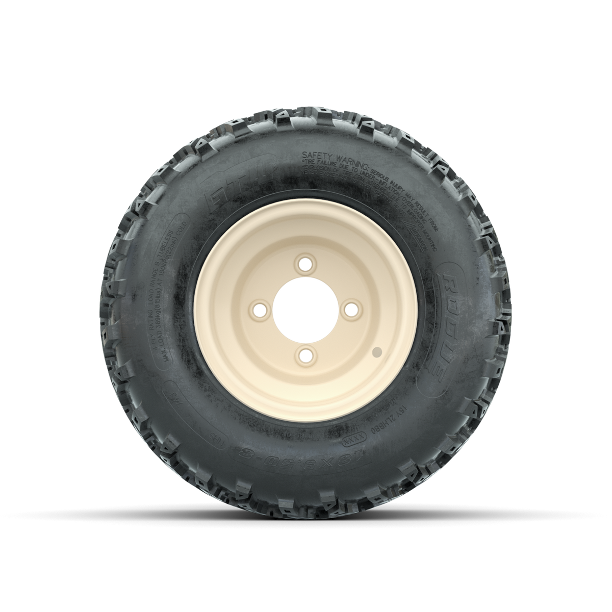 GTW Steel Yamaha Ivory Centered 8 in Wheels with 18x9.50-8 Rogue All Terrain Tires Full Set