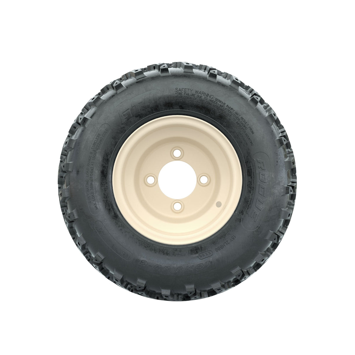GTW Steel Yamaha Ivory Centered 8 in Wheels with 18x9.50-8 Rogue All Terrain Tires Full Set