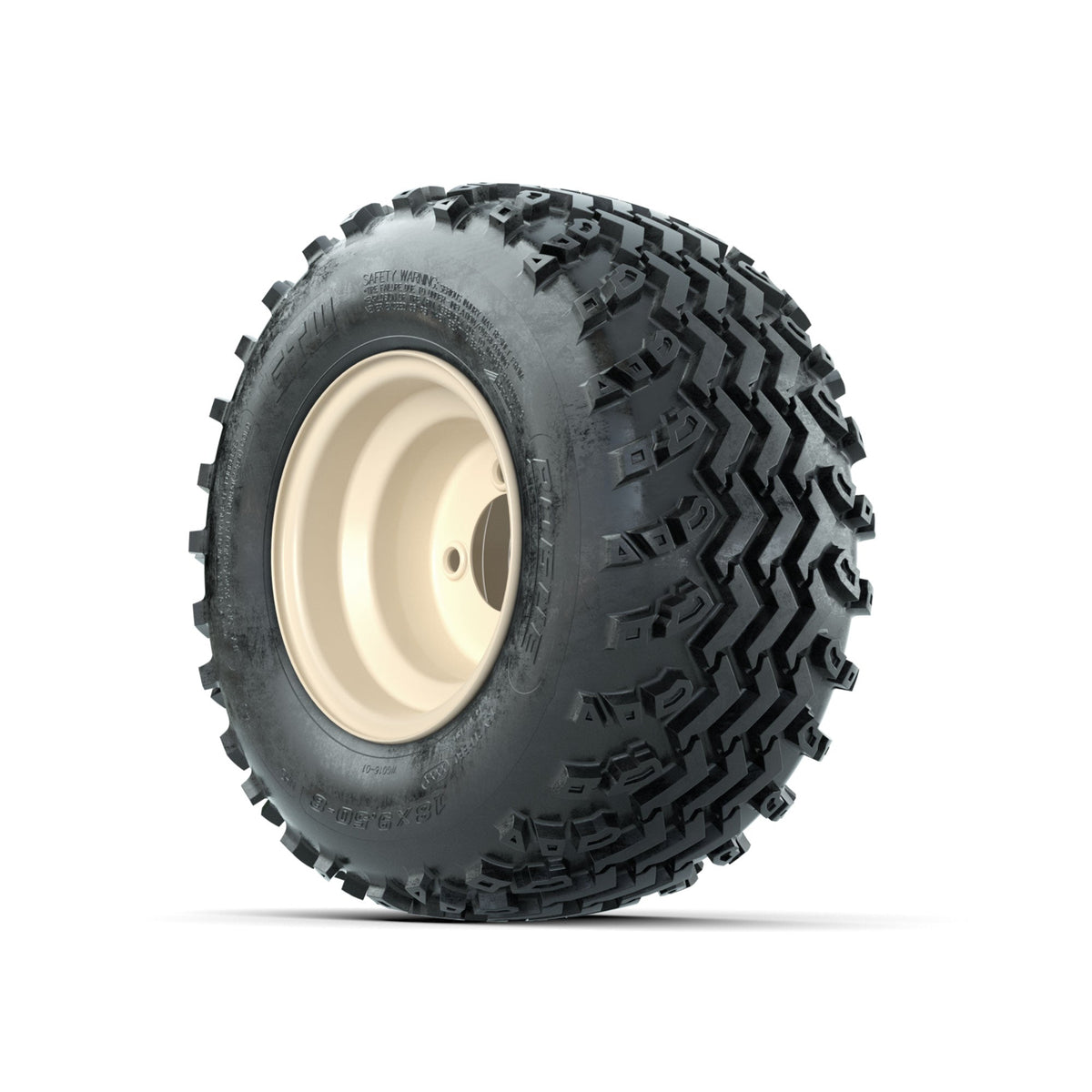GTW Steel Yamaha Ivory Centered 8 in Wheels with 18x9.50-8 Rogue All Terrain Tires Full Set