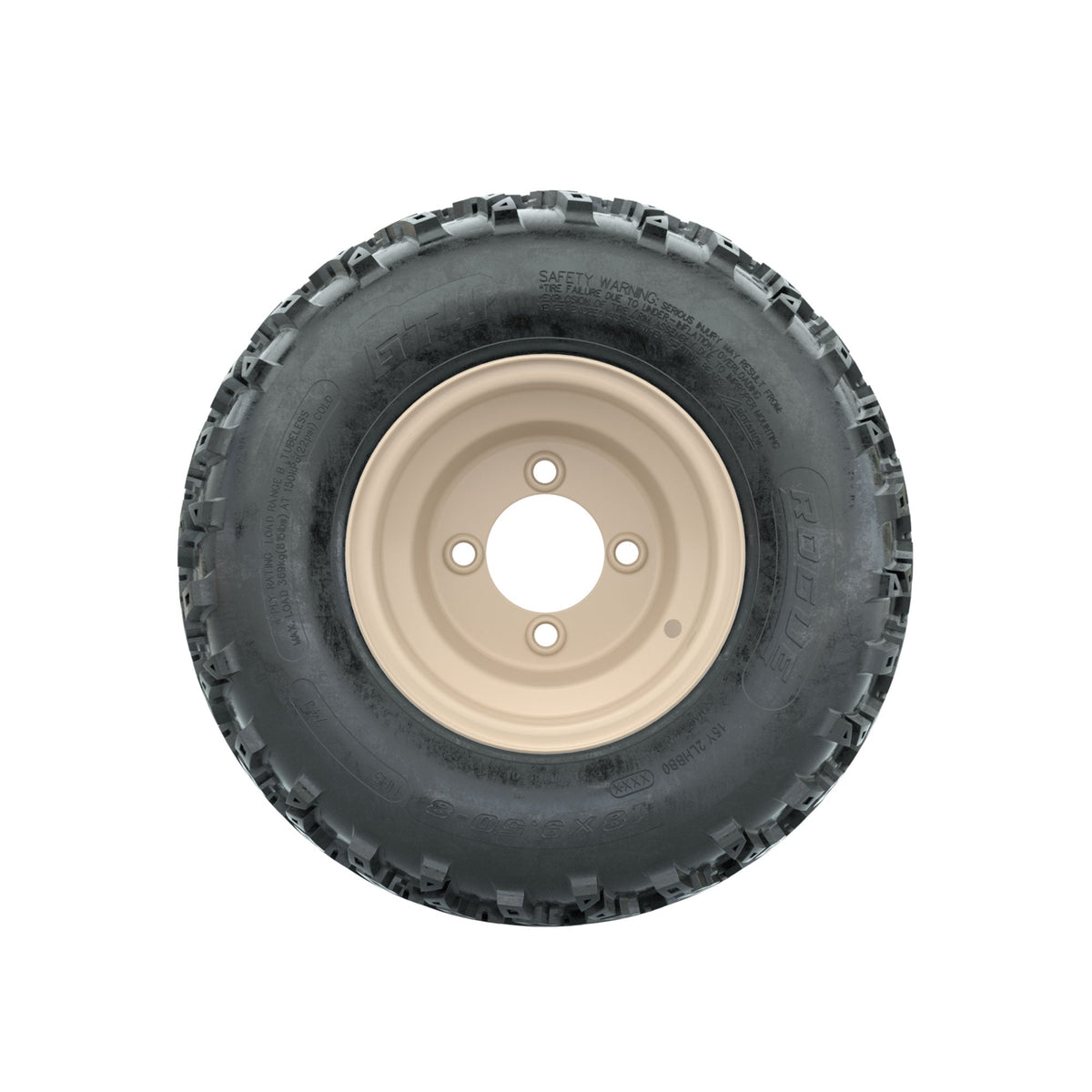 GTW Steel Club Car Beige Centered 8 in Wheels with 18x9.50-8 Rogue All Terrain Tires Full Set