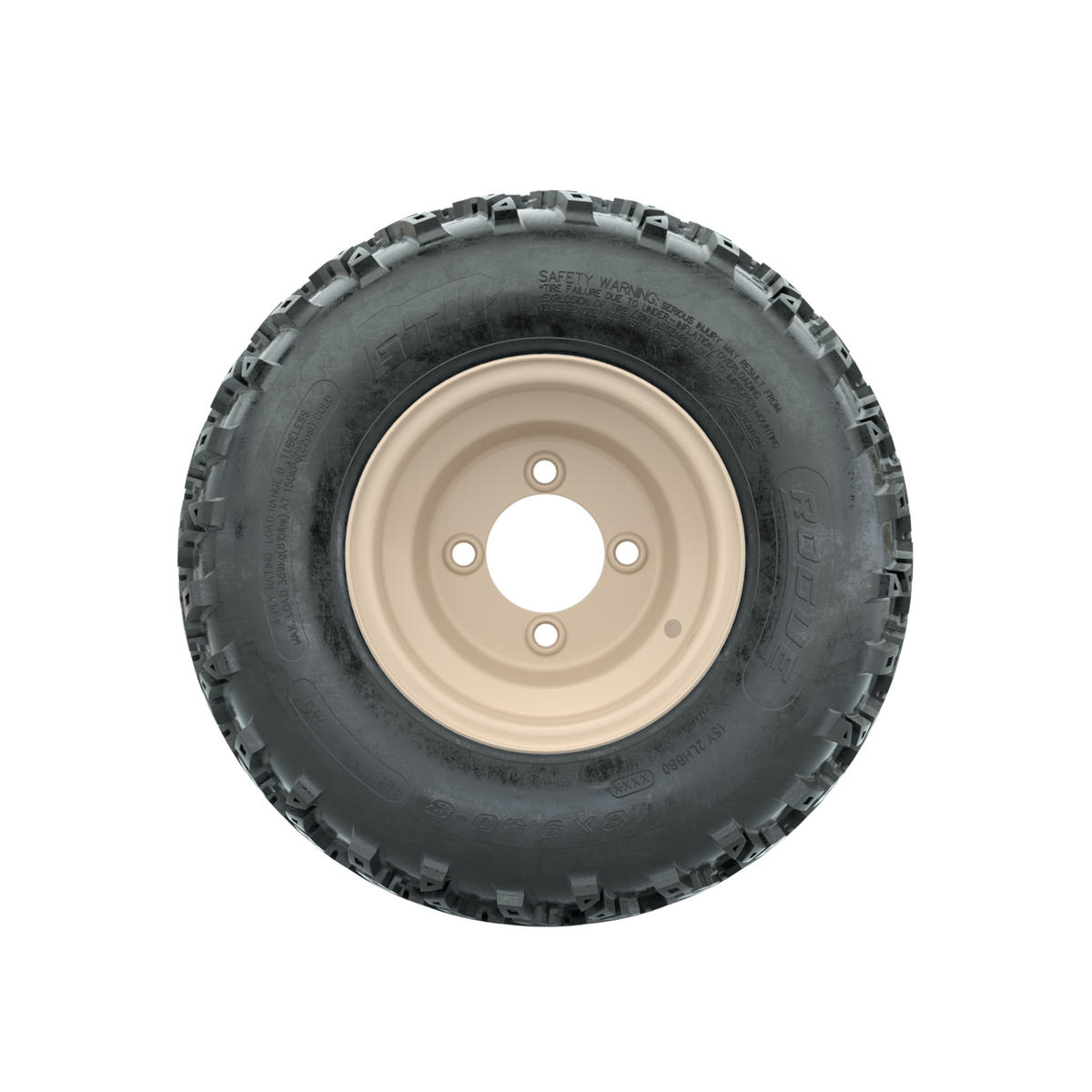 GTW Steel Club Car Beige Centered 8 in Wheels with 18x9.50-8 Rogue All Terrain Tires Full Set
