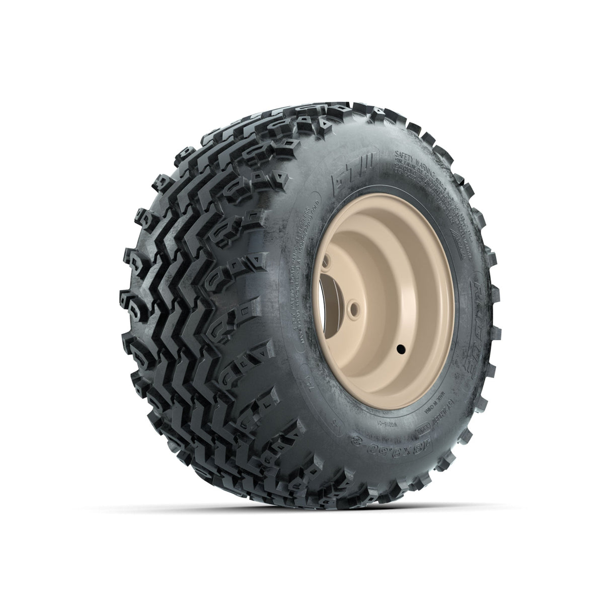 GTW Steel Club Car Beige Centered 8 in Wheels with 18x9.50-8 Rogue All Terrain Tires Full Set
