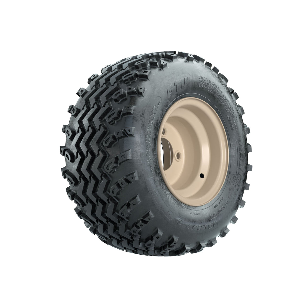 GTW Steel Club Car Beige Centered 8 in Wheels with 18x9.50-8 Rogue All Terrain Tires Full Set
