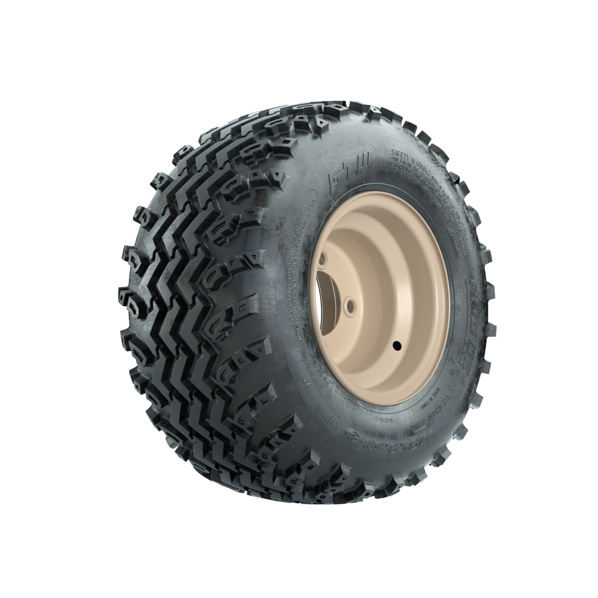 GTW Steel Club Car Beige Centered 8 in Wheels with 18x9.50-8 Rogue All Terrain Tires Full Set