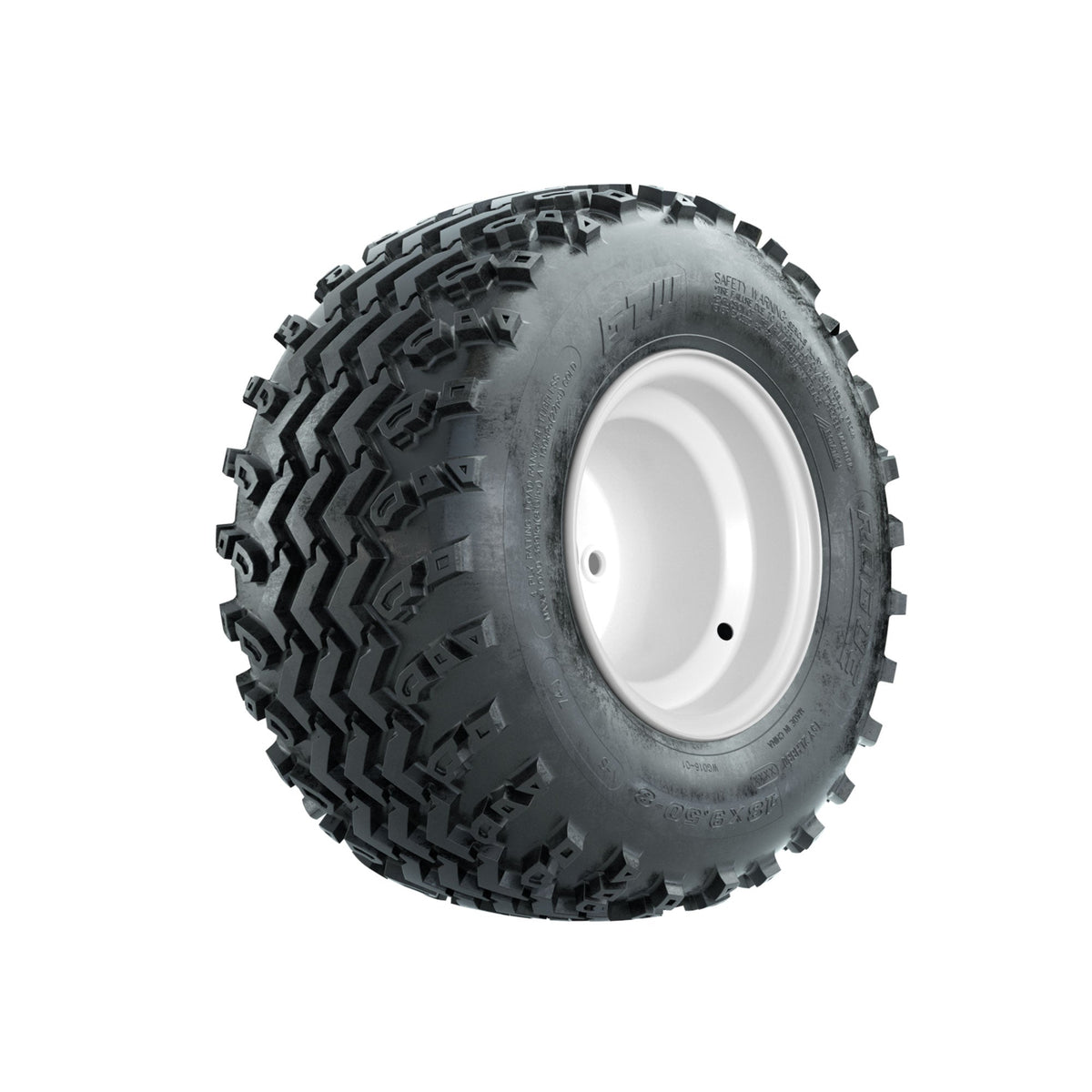 GTW Steel White 2:5 Offset 8 in Wheels with 18x9.50-8 Rogue All Terrain Tires Full Set
