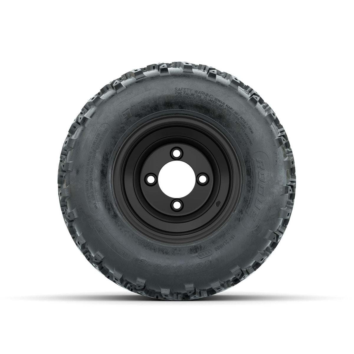 GTW Steel Matte Black 2:5 Offset 8 in Wheels with 18x9.50-8 Rogue All Terrain Tires – Full Set