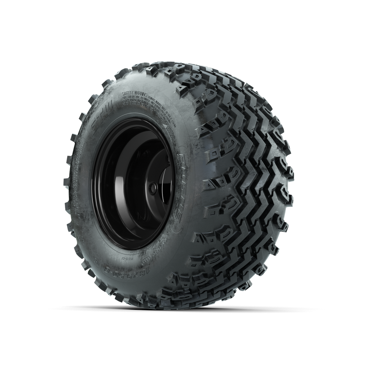 GTW Steel Gloss Black Centered 8 in Wheels with 18x9.50-8 Rogue All Terrain Tires Full Set