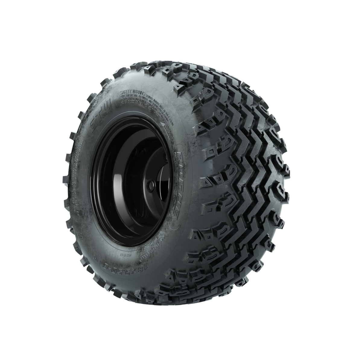 GTW Steel Gloss Black Centered 8 in Wheels with 18x9.50-8 Rogue All Terrain Tires Full Set