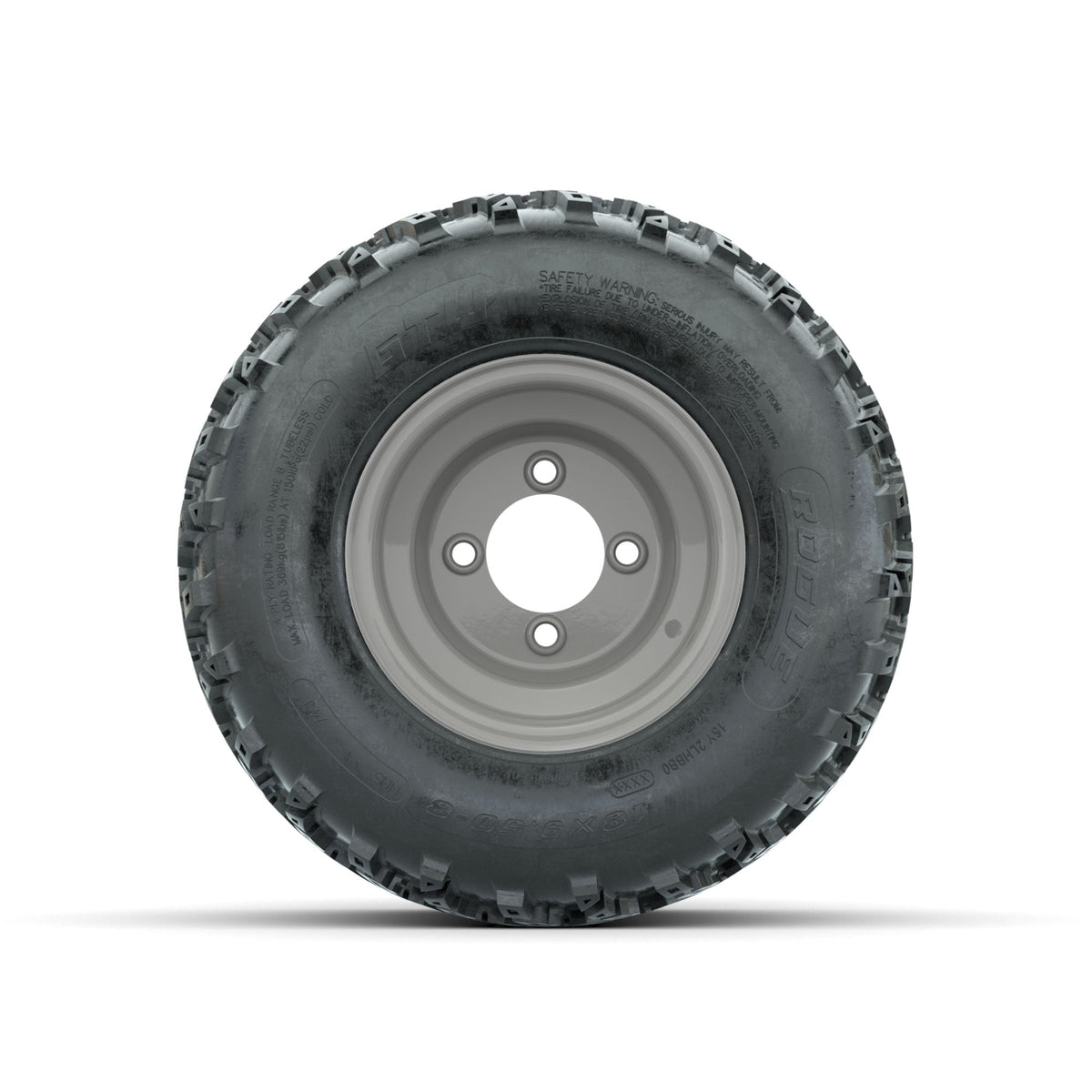 GTW Steel Club Car Grey Centered 8 in Wheels with 18x9.50-8 Rogue All Terrain Tires Full Set