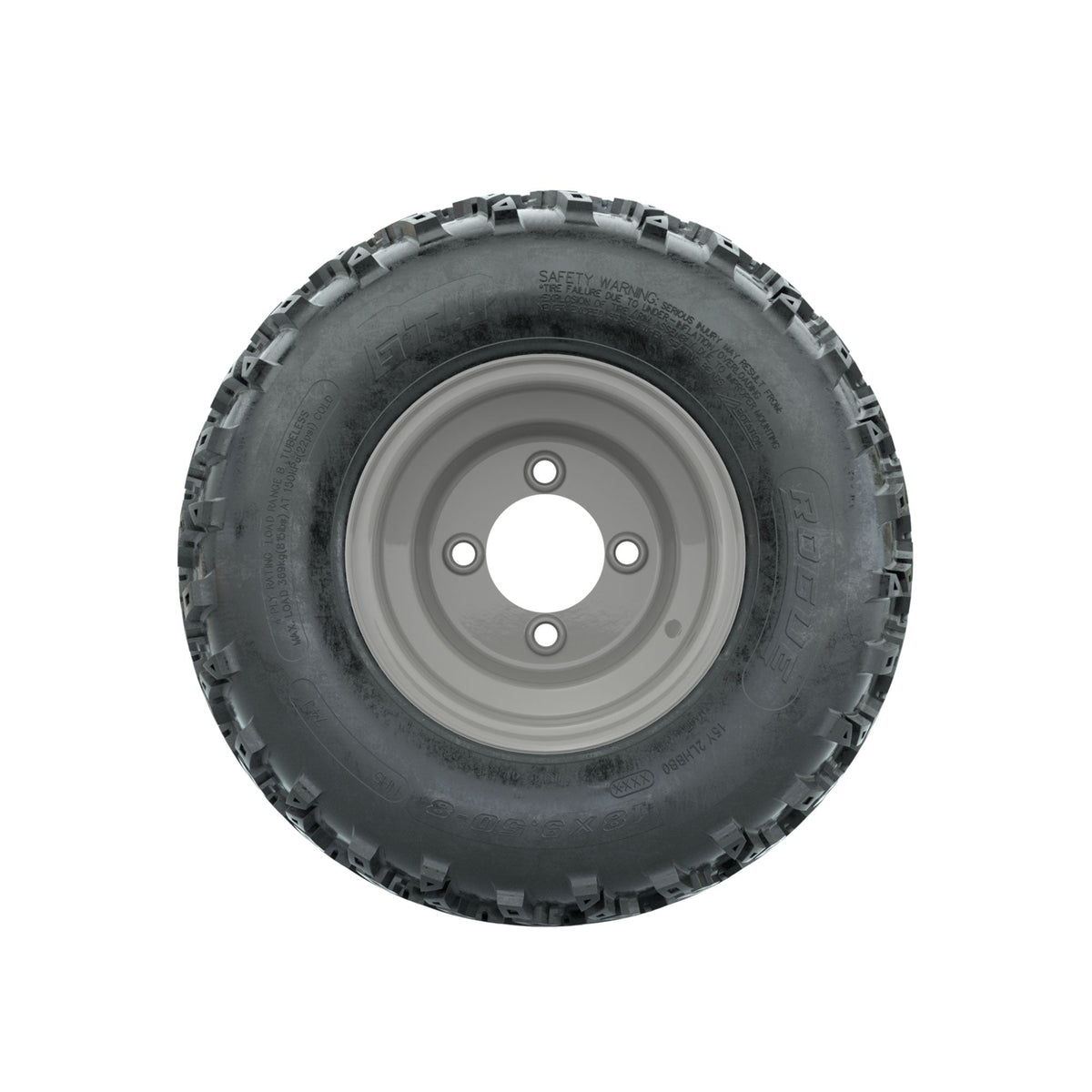 GTW Steel Club Car Grey Centered 8 in Wheels with 18x9.50-8 Rogue All Terrain Tires Full Set