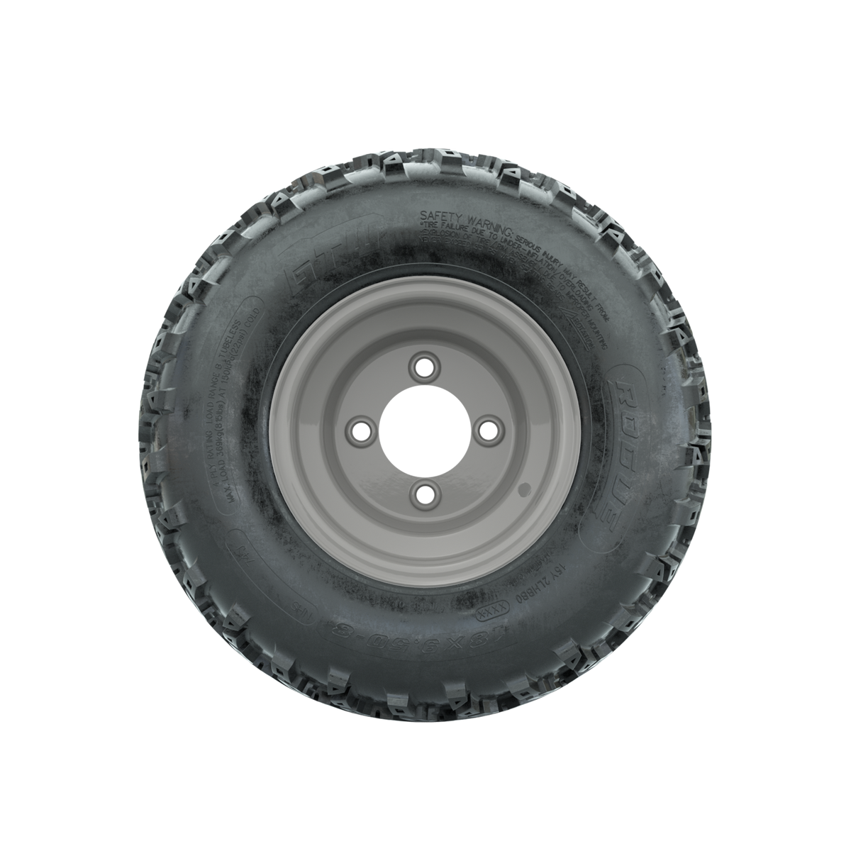 GTW Steel Club Car Grey Centered 8 in Wheels with 18x9.50-8 Rogue All Terrain Tires Full Set