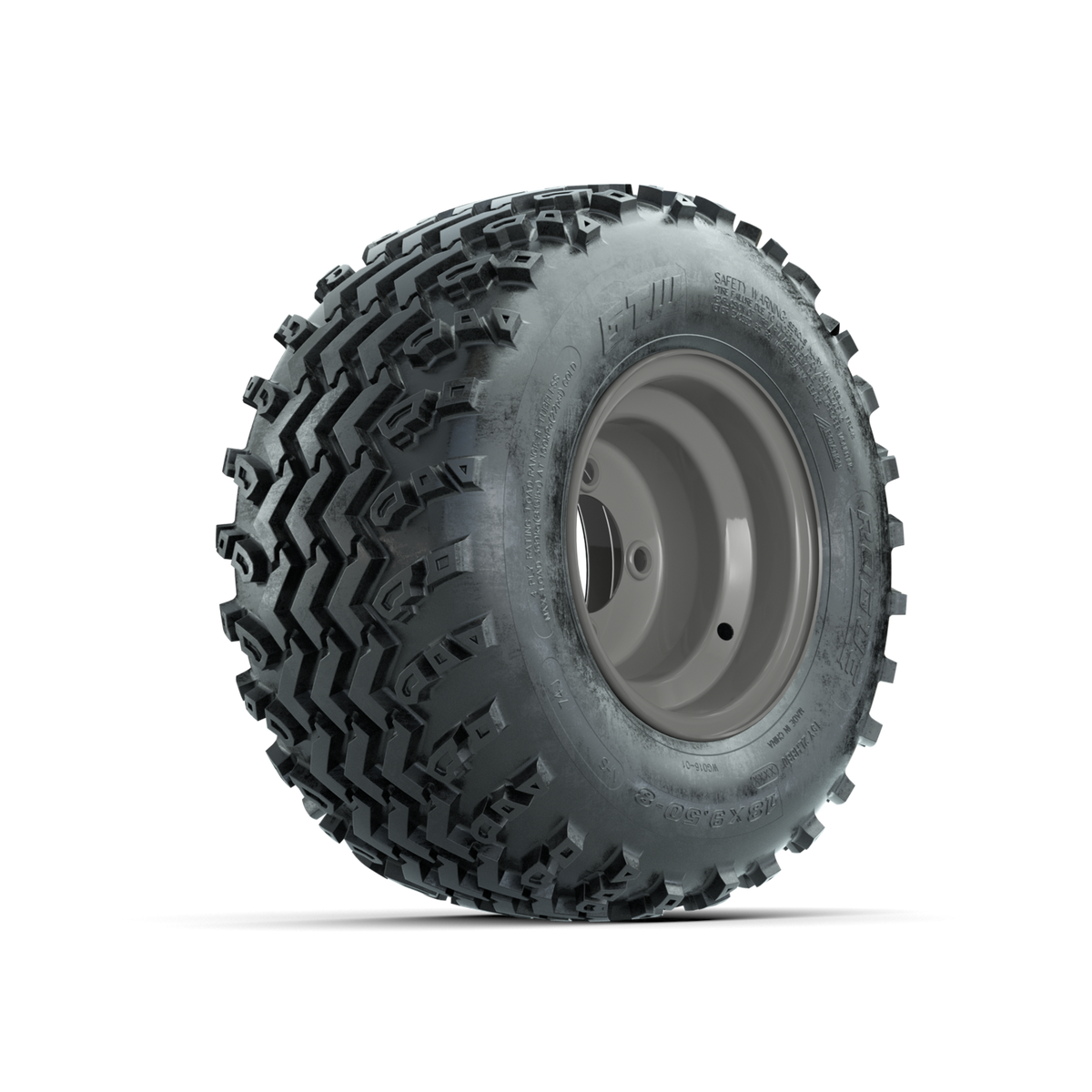 GTW Steel Club Car Grey Centered 8 in Wheels with 18x9.50-8 Rogue All Terrain Tires Full Set