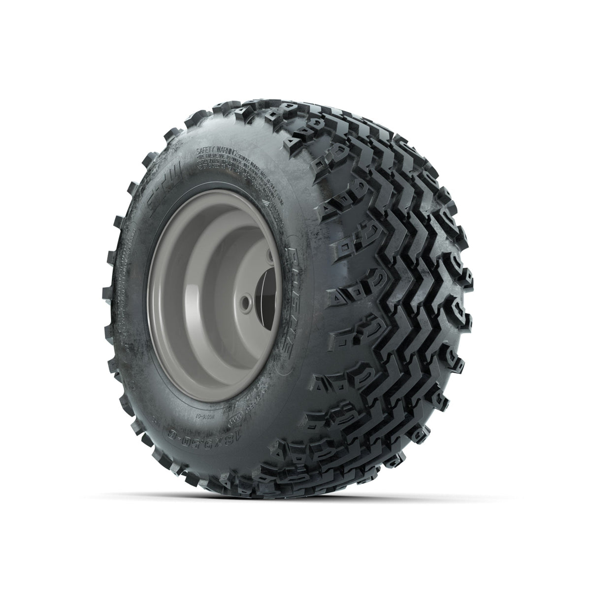 GTW Steel Club Car Grey Centered 8 in Wheels with 18x9.50-8 Rogue All Terrain Tires Full Set