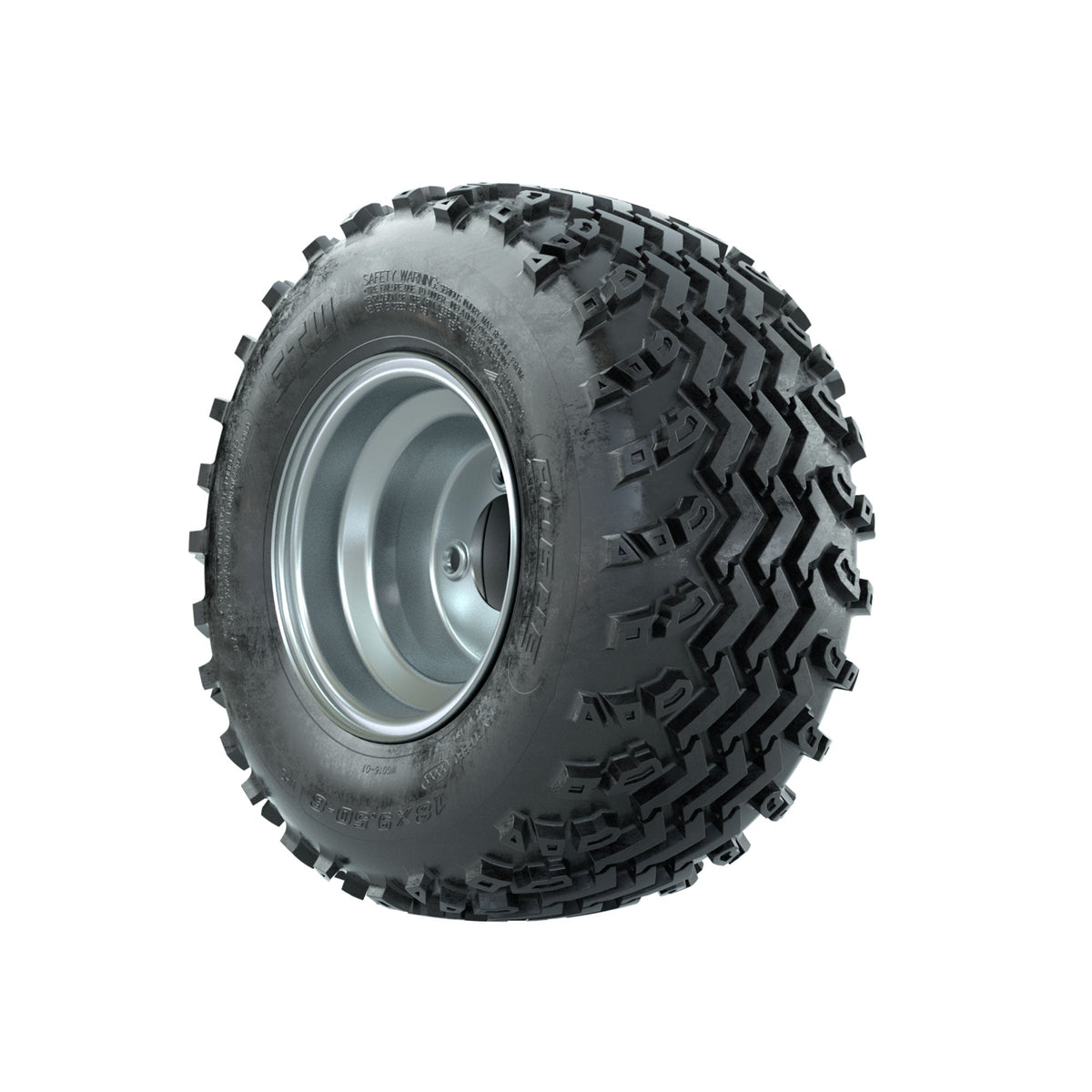 GTW Steel Silver Centered 8 in Wheels with 18x9.50-8 Rogue All Terrain Tires Full Set