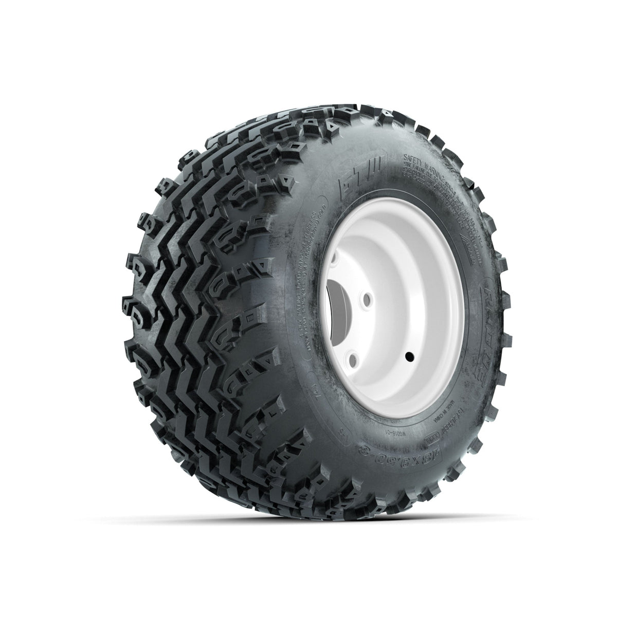 GTW Steel White Centered 5-Hole 8 in Wheels with 18x9.50-8 Rogue All Terrain Tires Full Set