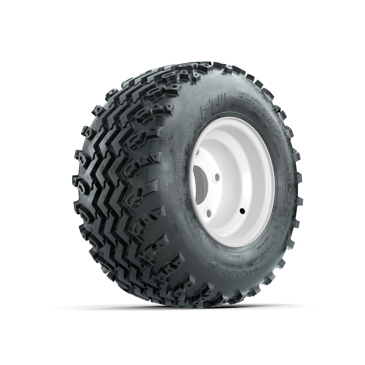 GTW Steel White Centered 5-Hole 8 in Wheels with 18x9.50-8 Rogue All Terrain Tires Full Set